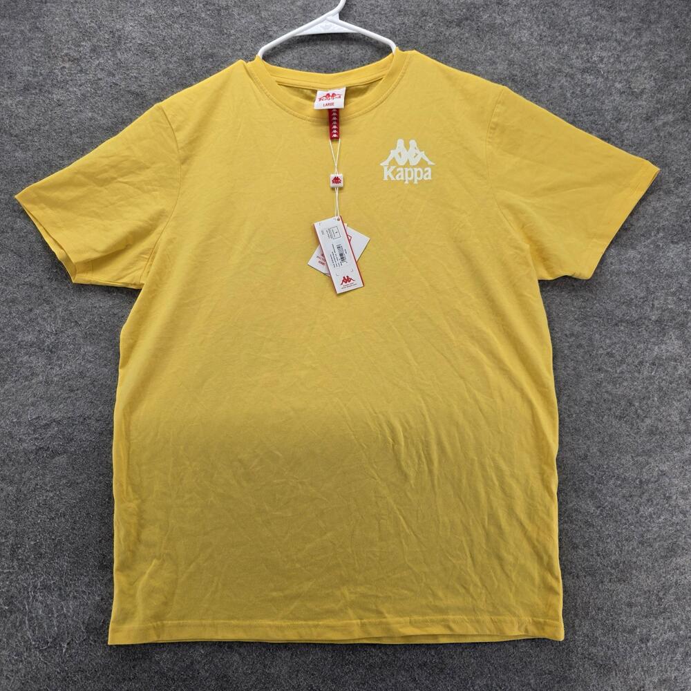 Kappa Shirt Mens L Yellow Short Sleeve Crewneck Logo Cotton Lightweight Graphic